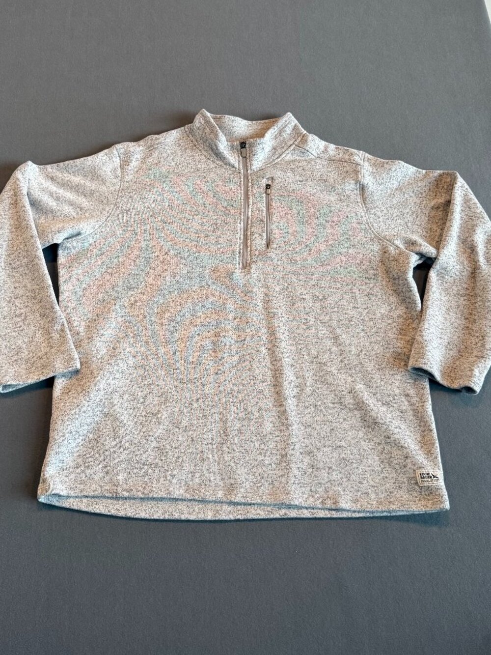 Eddie Bauer Men's 2XL Quarter Zip Fleece Pullover Heather Gray Chest Pocket